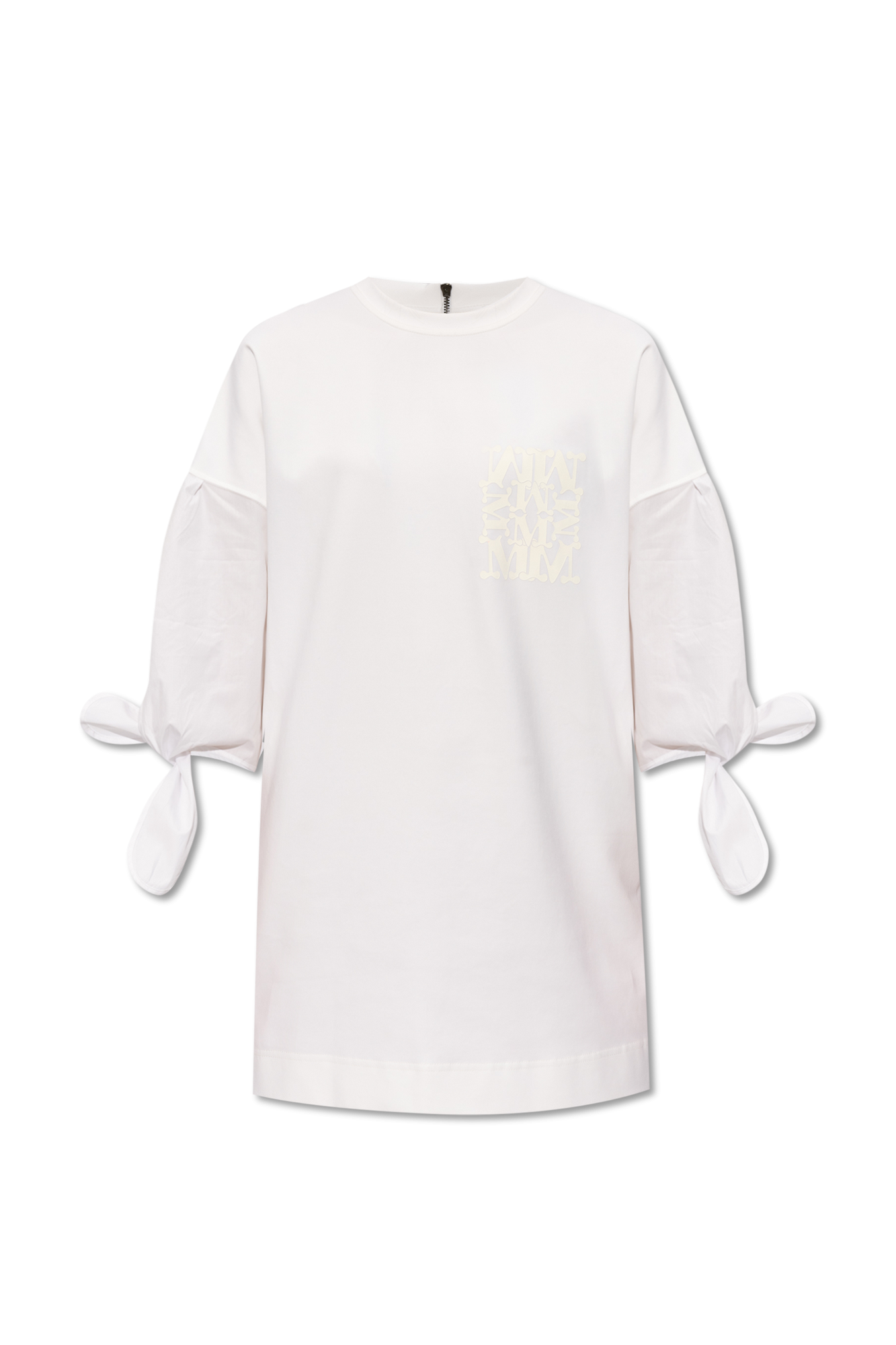 Tシャツ・カットソー MAX MARA WHITE STRETCH NYLON BLEND AGORA T-SHIRT MINI DRESS Max Mara Stretch Nylon Blend Agora T-Shirt Mini Dress in